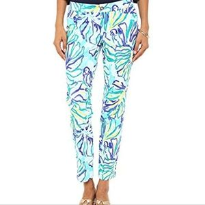 Lilky Pulitzer Kelly Skinny Ankle Pants in Pool Blue Stay Cool - 8